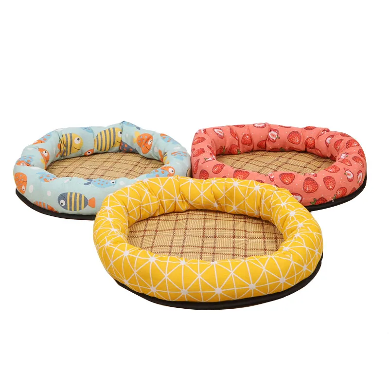 

Amazon Best Seller Pet Cat Dog Bed with Cool Mat for Summer, Yellow/blue/pink