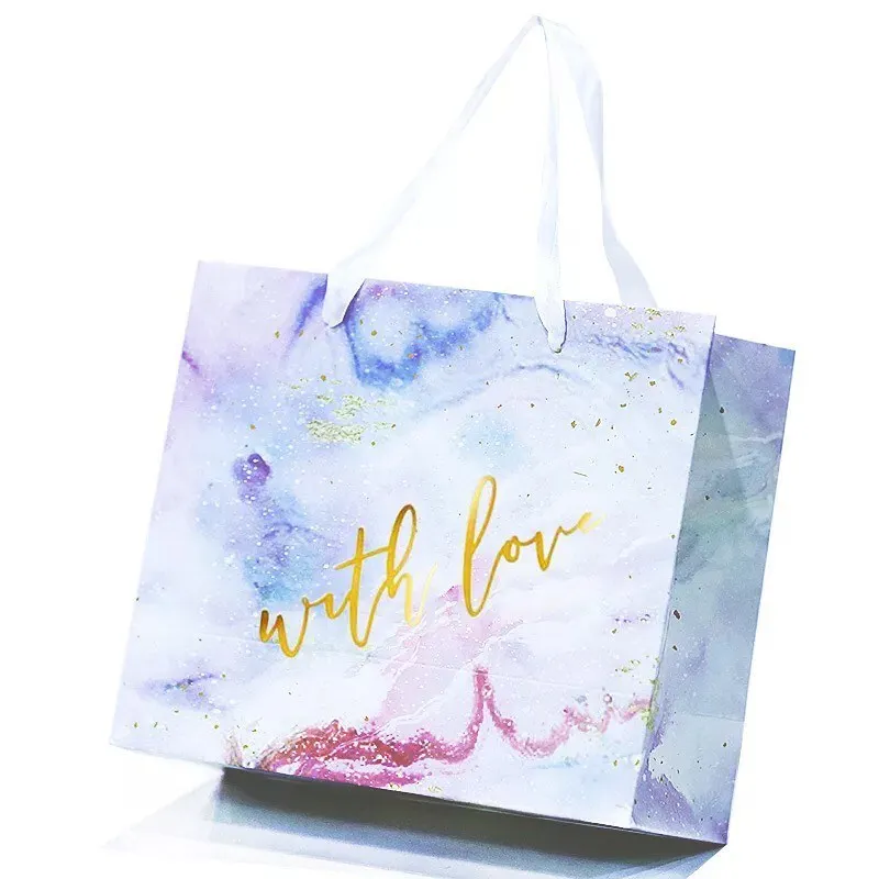 

Beautiful Plain Boutique Light Up Christmas Party Favor XL Purple Gift Paper Bags With Handles For Gift, Cmyk