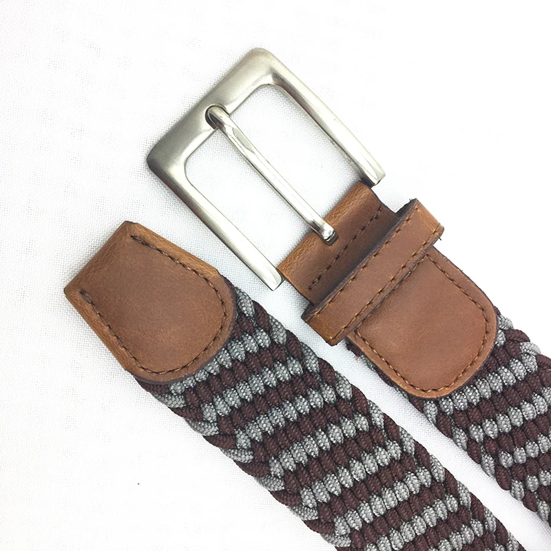 热卖复古休闲合金扣男士编织弹力松紧腰带