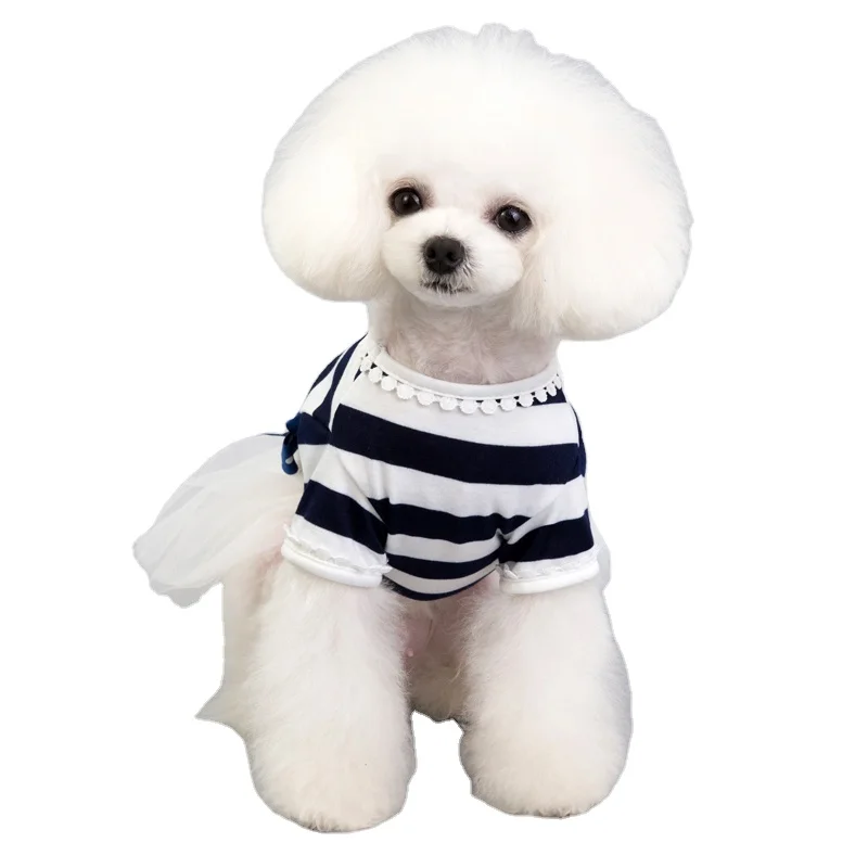 

Small Dog Girl Dress Pet Puppy Lace Tutu Stripe Vest Shirt Clothes Pet suppliers