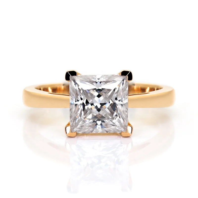 

14K Gold Moissanite Rings Princess Cut Moissanite Diamond Women Wedding Ring