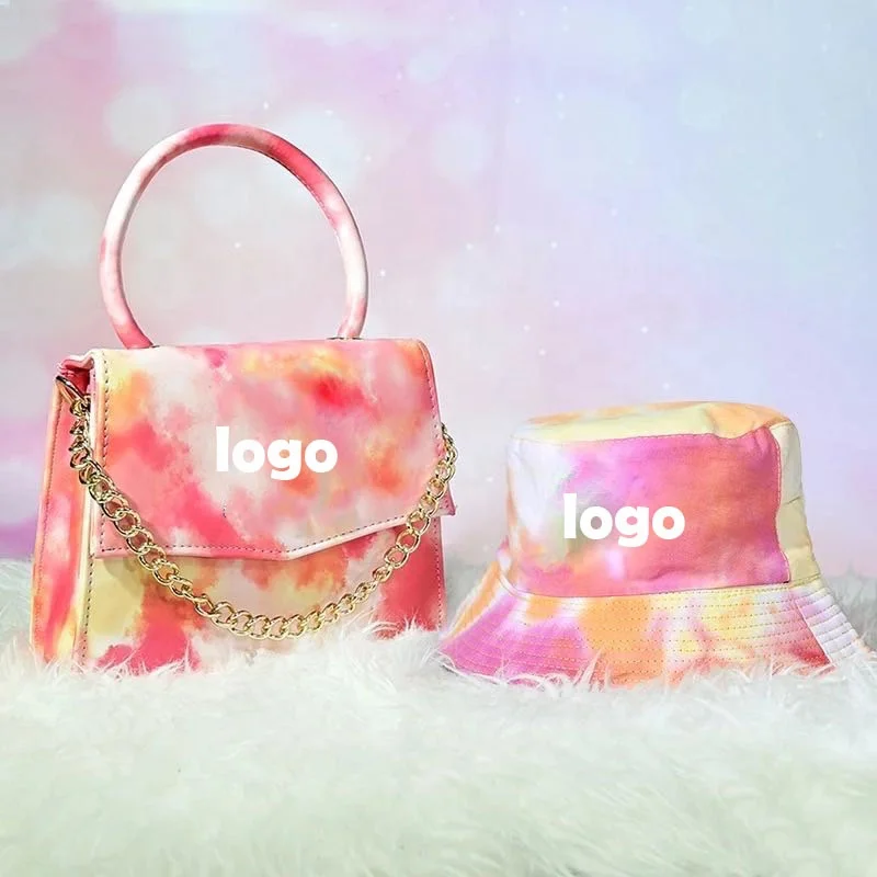 

Trendy Tie dye Bucklet hats Women PU purse set La bags