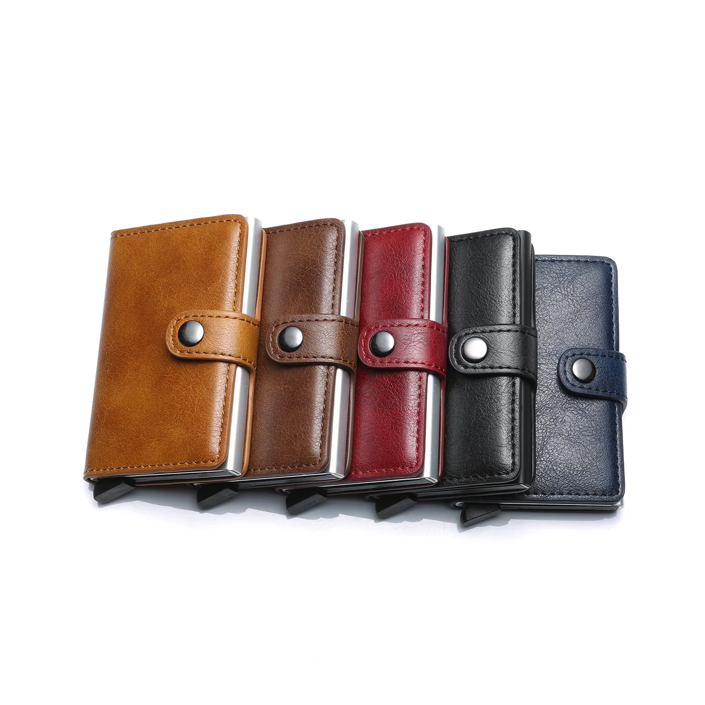 

Aluminum alloy pop-up metal RFID anti-theft swipe wallet buckle hasp business men's ID card holder wallet