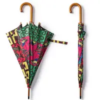 

African Wax Patten Waterproof Sun Umbrella wooden handle african print umbrellas best gift