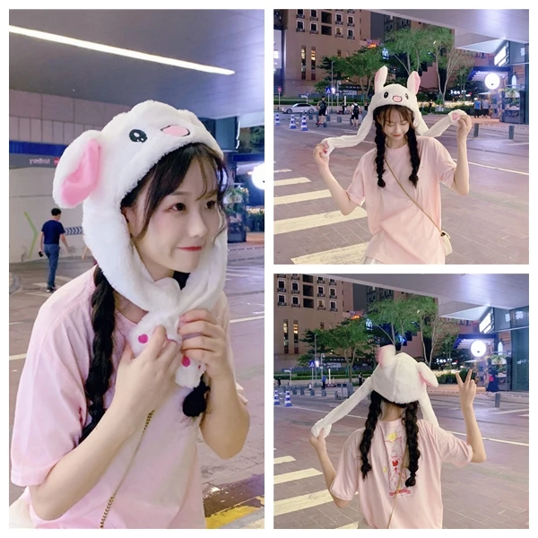 Buy Hot Selling Korea Moving Ears Plush Lovely Soft Rabbit Animated Cap  Christmas Gift Cute Funny Bunny Hat With Air Pumping from Yiwu Eco Baoyu  E-Business Firm, China