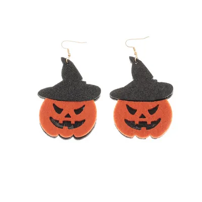 

NUORO New Creative Halloween Earrings Grimace Pumpkin Ghost Fancy Jewelry For Girls Cartoon Ghost Pumpkin Pendant Hook Earrings, As pic