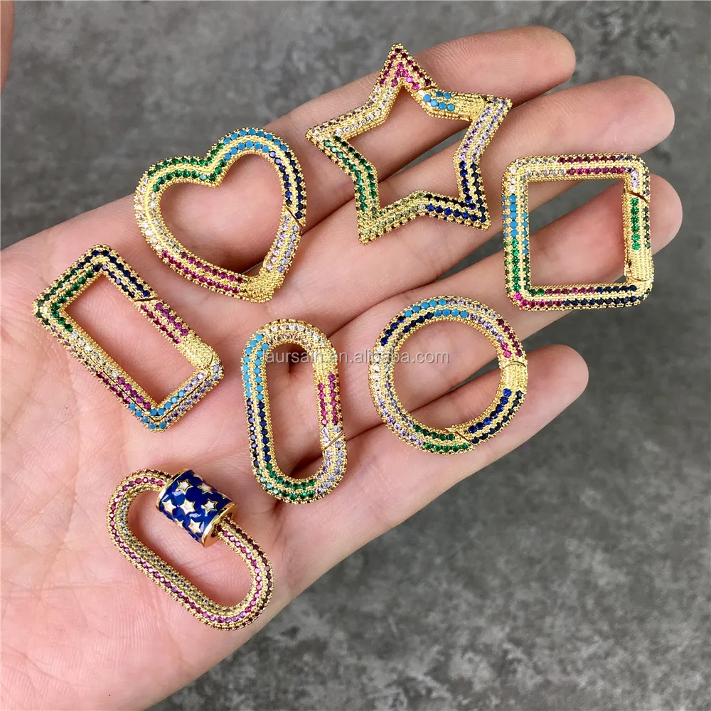 Lsa2969 Fashion Luxury Colorful Cz Micro Pave Clasp Charm,High Quality