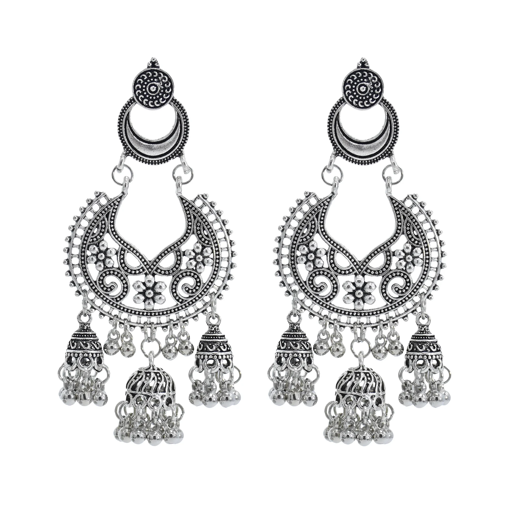

Fashion Indian Earrings Bell Geometry Drop Dangle Earring for Women Silver Gold Jewelry Accessories, Gold,silver