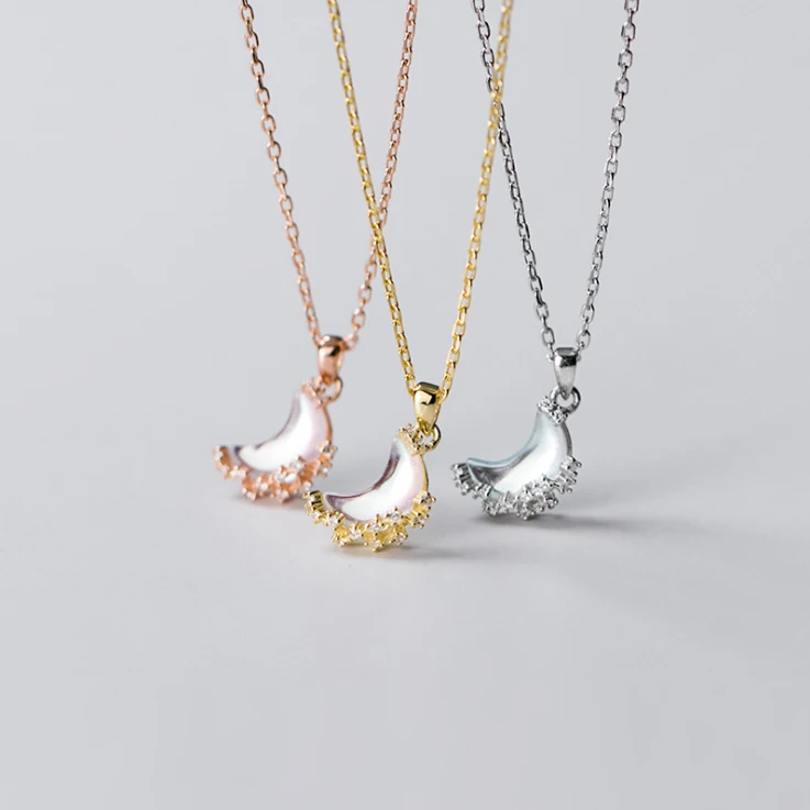 

Fashion lady S925 silver necklace simple temperament crescent bay diamond necklace diamond silver jewelry