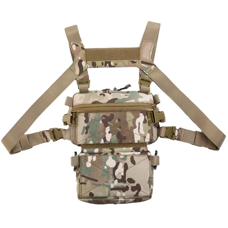 

Explosive outdoor tactical chest bag MOLLE functional vest treadmill vest bag camouflage military fan CS equipment