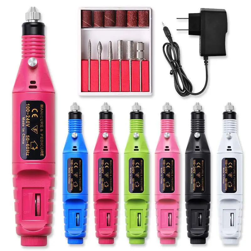 

Professional Nail Suppliers Electric Nail Drill File Machine Manicure Drill Pen 6 Bits Nail Equipment And Tools