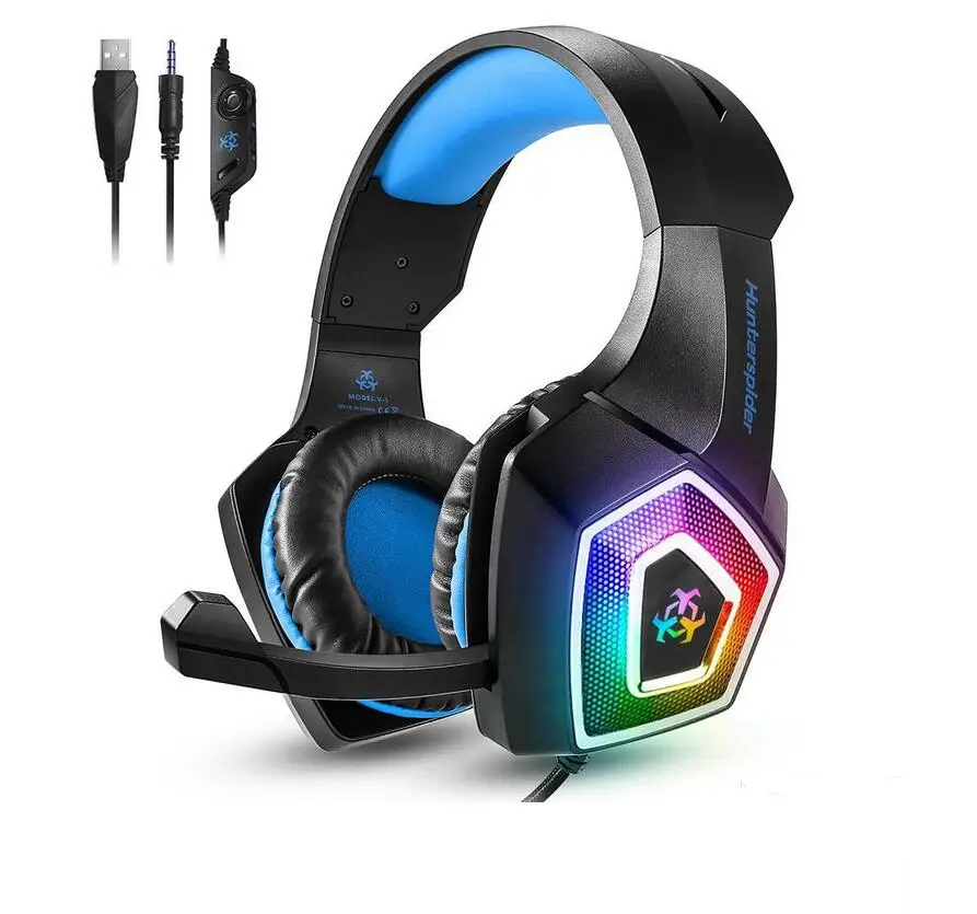 

Professional gaming headset Hunterspider V1 Stereo Bass Surround Earphone colourful light up Gamer Luminous Headphones