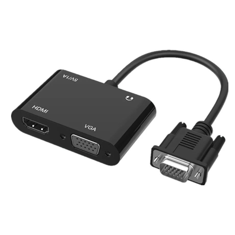 

VGA to HDMI+VGA 2in1 Mirror Display Converter VGA to HDMI Audio and Video 1080P Output Adapter Cable