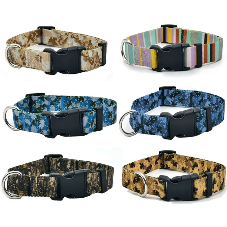 

Luxury Custom Camouflage Pet Collars Buckle Anti Bark Pet Collar Leash For Dog Adjustable Nylon Design Dog Collar, Many