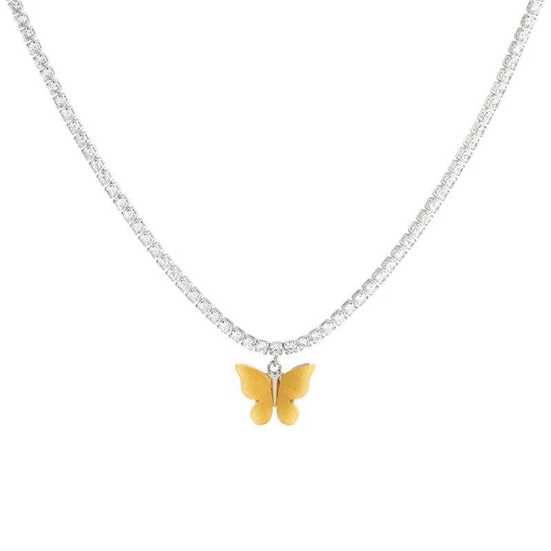 

Creative butterfly hip hop zircon chain for women Bohemian necklace, Picture shows
