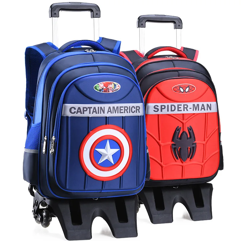 

2021 new 3D cartoon school trolley bags spiderman with wheels