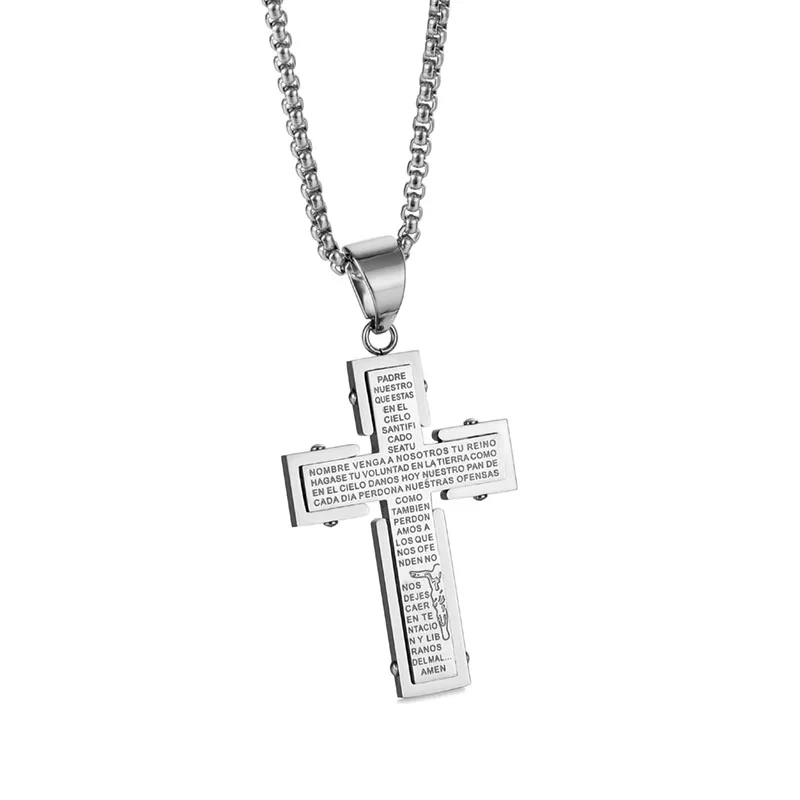 

Wholesale custom engraved cross pendant stainless steel silver jewelry