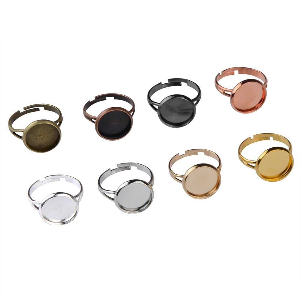 

Chanfar 100pcs/bag 18mm for Blank Adjustable Ring Base Bezel Findings Women Accessories Jewelry