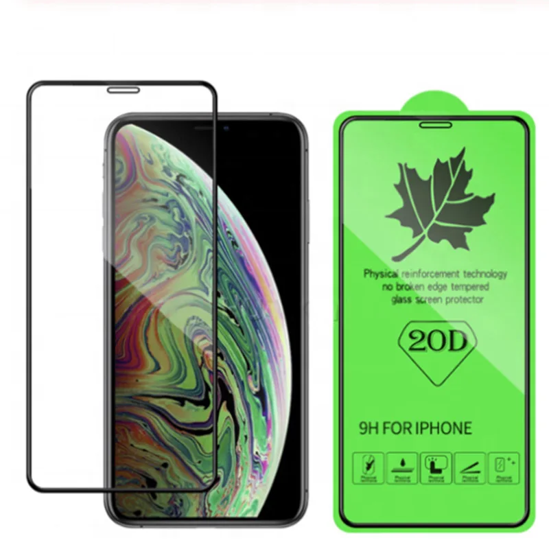 

20D Tempered Glass Screen Protector For iPhone 11 Pro Max XS XR XS MAX 6 7 8 Plus, Black, white