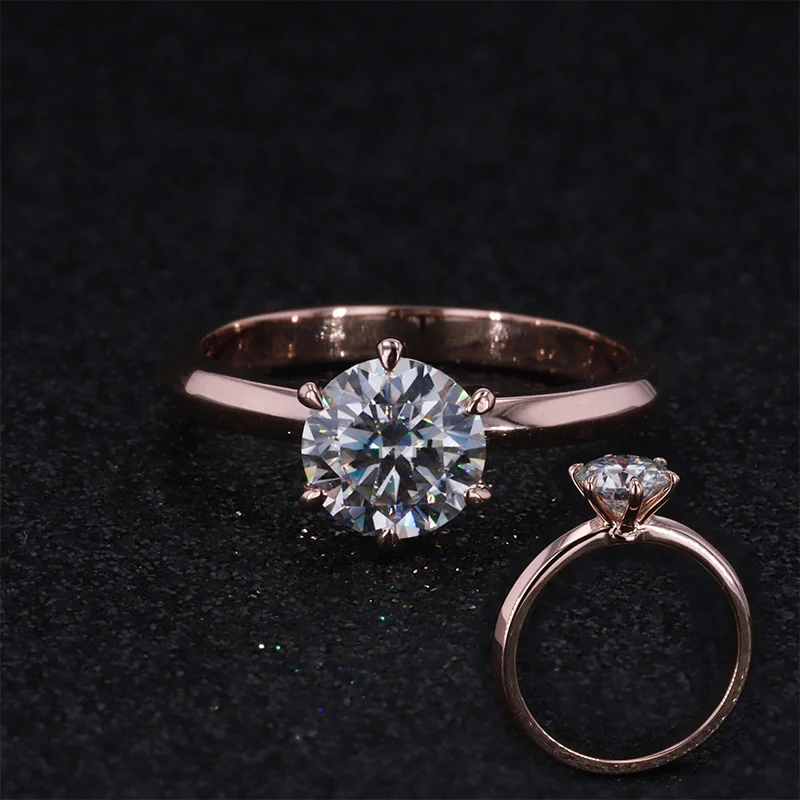 

Classic 6 prongs 14K Rose gold 1 carat Moissanite Stone Engagement Ring