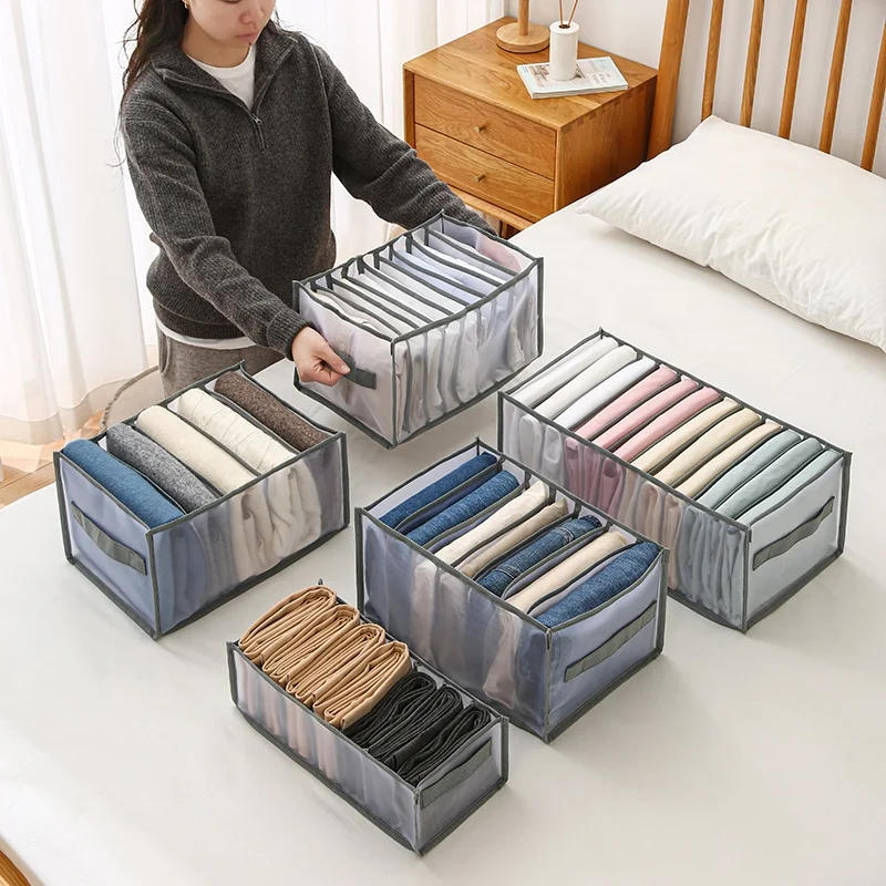 

New Jeans Storage Box Drawer Type Underwear Storage Box Foldable T-shirt Jeans Storage Organizer Wardrobe Clothing Organizer