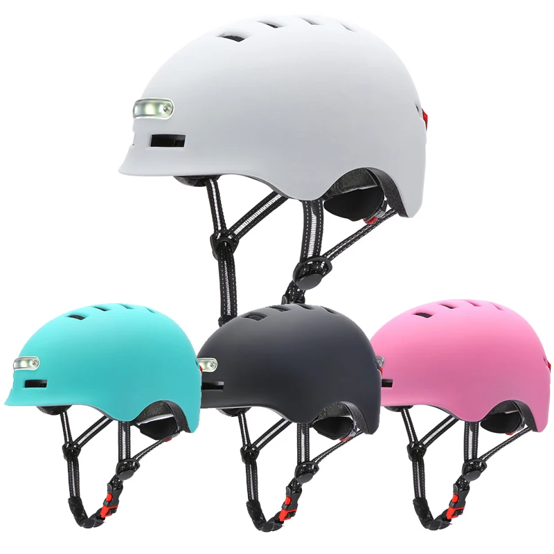 

Protective LED Light Outdoor Board Inline Roller Skating Riding Sports Skate Skateboard Electric Scooter Helmet, Black/white/green/pink