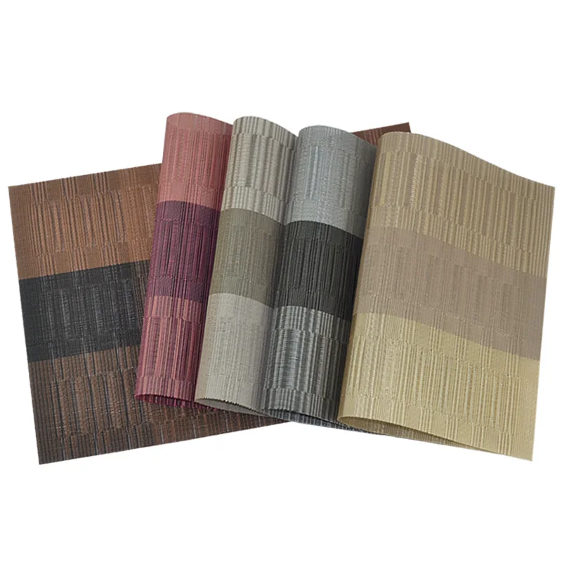 

Oblong Placemats Heat-Resistant Dining Table Placemats Stain Resistant Anti-Skid Washable PVC Kitchen Table Mats, Brown, black gold, dark gray, khaki, silver, silver