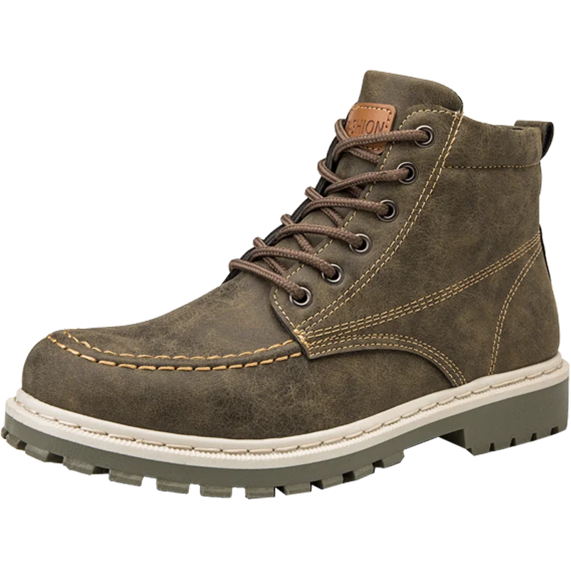 

2020 Thick Velvet Short Waterproof men Boots Shoes Winter PU Mens Boots, Cotton black/cotton gray/cotton brown