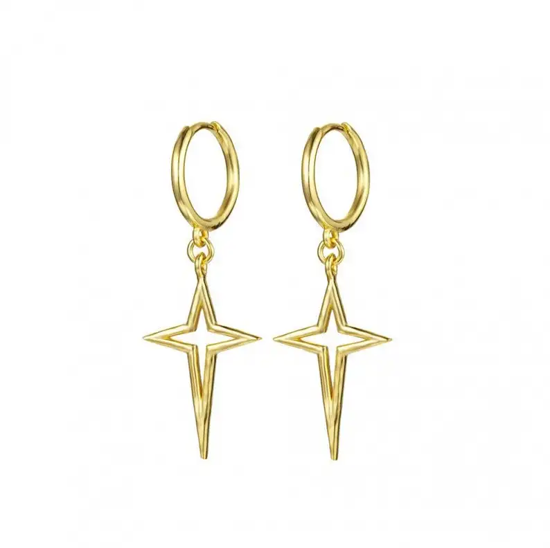 

2020 Women's Jewelry Star Hoop Earrings 18k Gold Plated Simple Gold Star Earrings