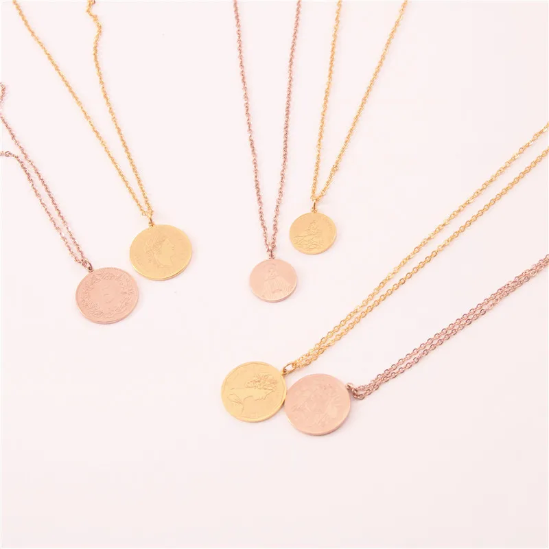 

Stainless Steel Necklace Jewelry Women Necklace Round Necklace, Gold color