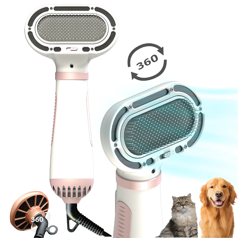 

2-In-1 Cat Pet Dryer Brush Pet Grooming Dryer Dog Hair Pet Dryer, White/black