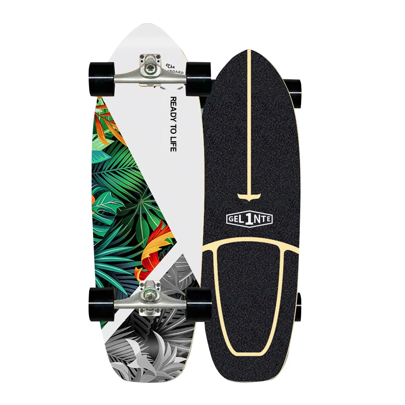 

Pro Palm Leaves Surf Skateboard Cruser Skate Board Complete Surf Skateboard Fish Board Longboard CX7 CX4