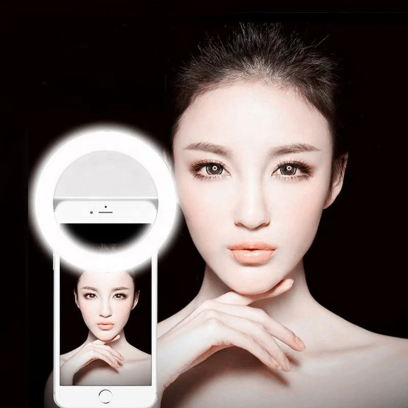 

Daily Use housing universial Selfie Ring Smart phones camera LED Clip 3 Level Brightness night work light for cell phone, Black,white,pink,blue