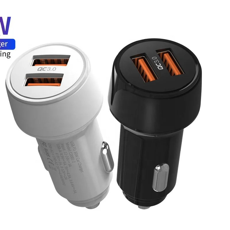 

wholesale 12v usb 2 port home 2.4a usbc 30w fast charging worlds best phone car charger for car charger adapter iphone 12, Black/white