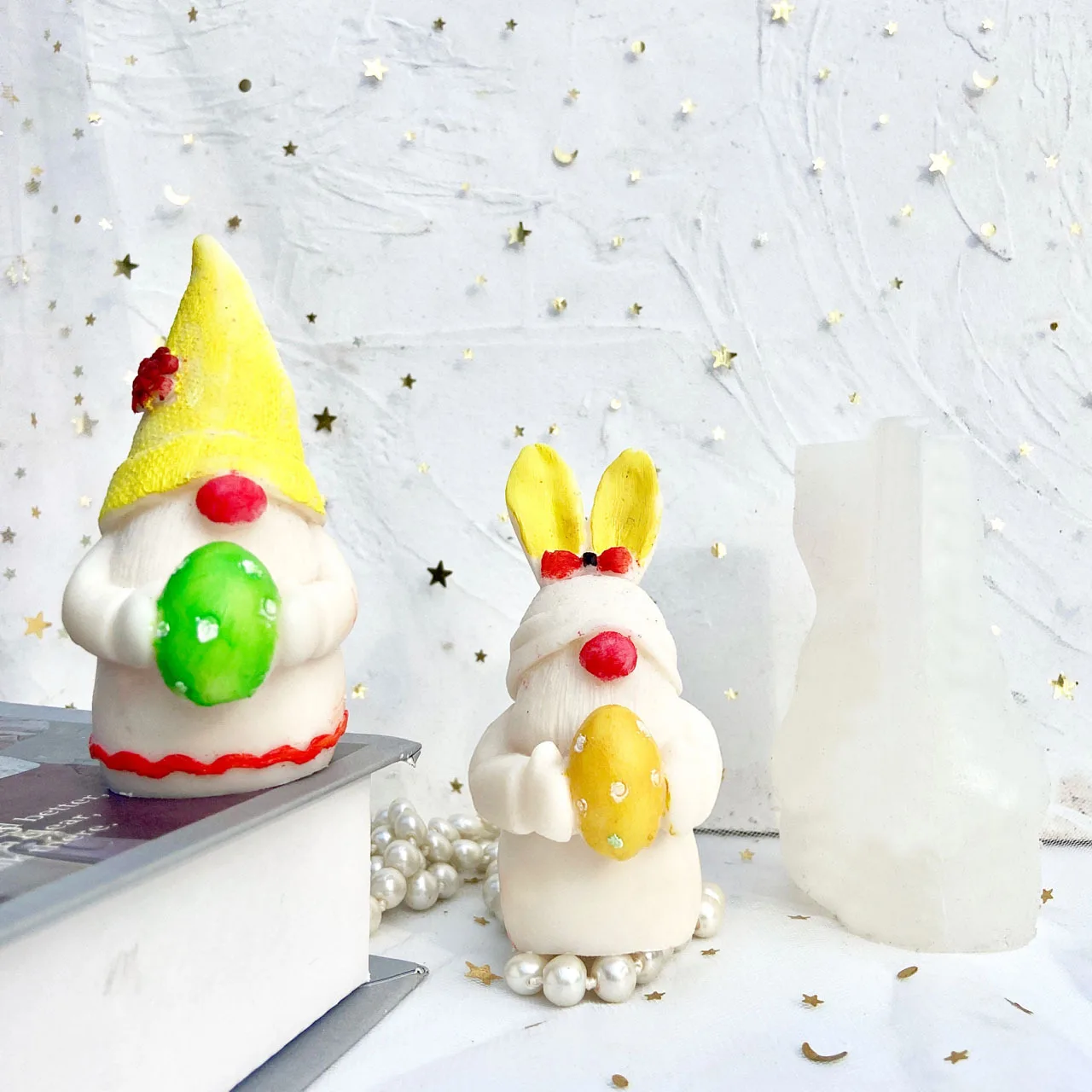 

W091 Diy Easter Bunny Soap candle Silicone Mold, As picture