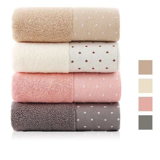 
China wholesale dot cotton home bath towel face towel 34x75,110g 