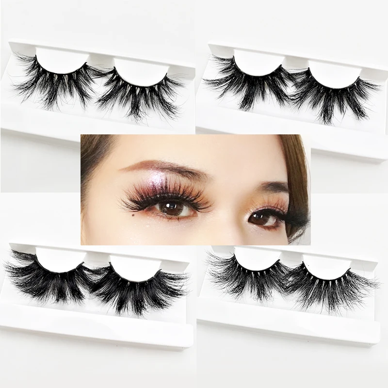 Wholesale China Fluffy Eyelash Private Label  25mm 26mm 27mm Eyelashes 3D 5D 7D  Real Mink Eyelashes Extension