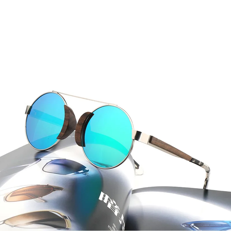 

Fashion Luxury Women Men Sun glasses Ebony Wood Round Metal Frame Sunglasses Wooden, Any colors