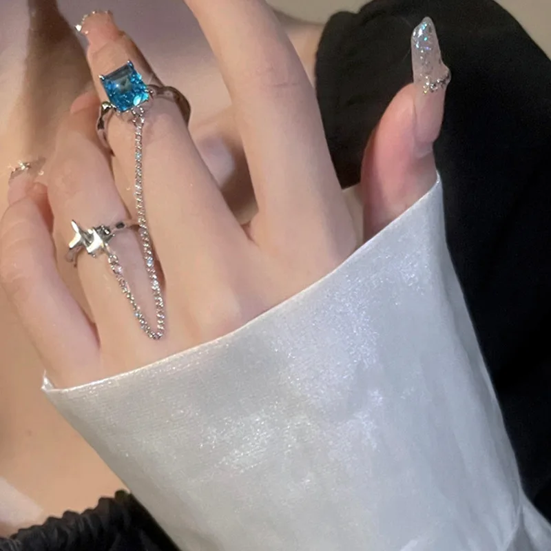 

Chain Finger Rings Set Adjustable Stackable Vintage Rings for Women
