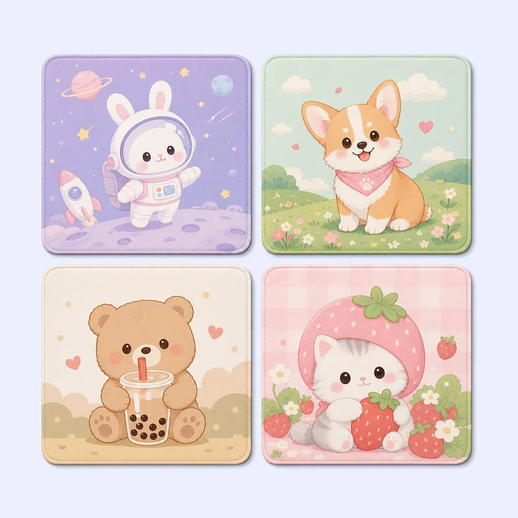 Four Cartoon Styles 2x2 Grid Layout