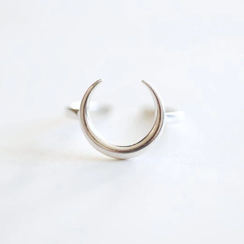 

S925 Sterling Silver Moon Open Ring for girls
