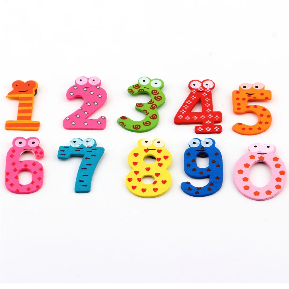 

Numbers Cartoon Educational Toy Wooden Fridge Magnet For Kids Message Holder Home