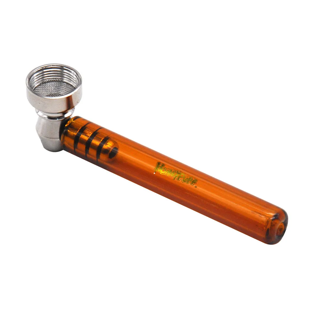 

Removable metal glass tobacco pipe Pure color glass tobacco pipe