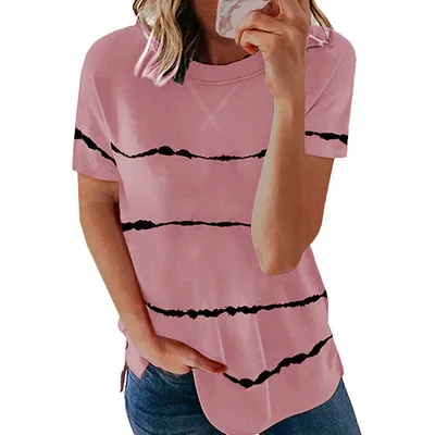 

Wholesale Tshirt Printing Custom T Shirt Stripe Tee Shirts Women, Customized color