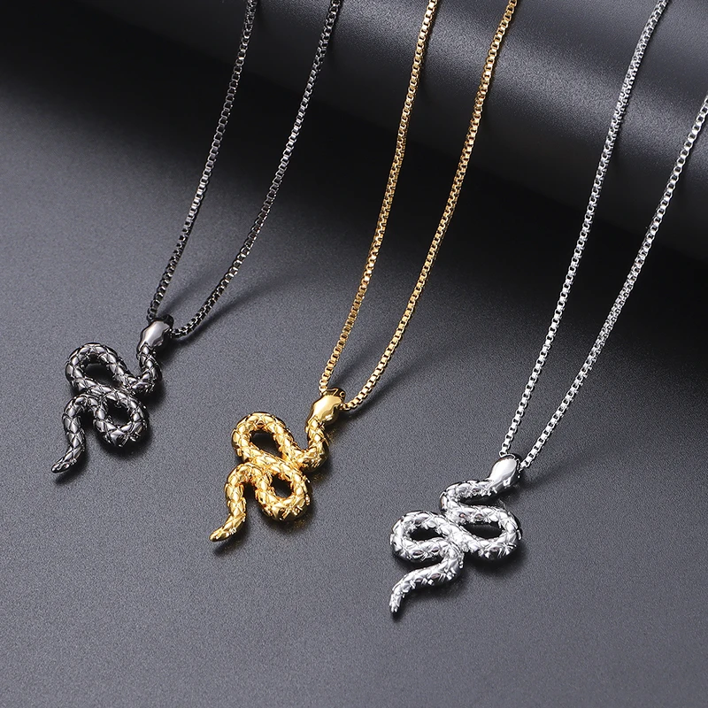 

Does Not Fade Personality Animal Jewelry Women Pendant Snake Necklace Black Stainless Steel Classic Necklaces Trendy Copper