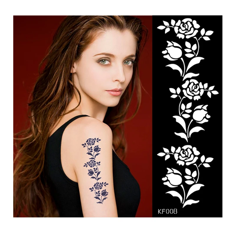 

2021 Hot Selling Customized Design Body Art Hand Tattoo Henna Stencils Sticker