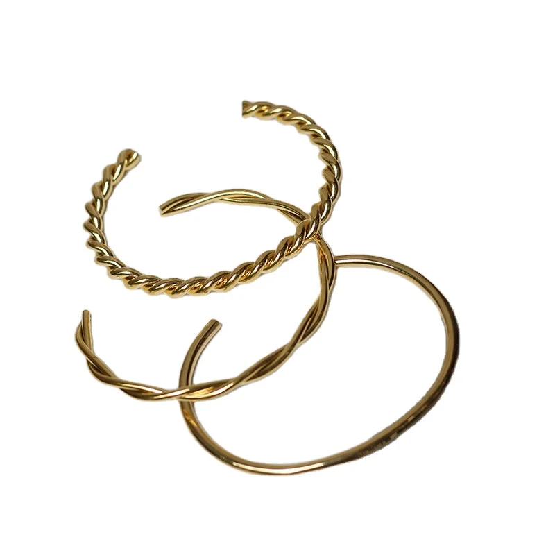 

Simple Titanium Steel 18K Gold Plated Open Fidget Bracelet Bangle Cuff Jewelry Gifts For Womens Ladies