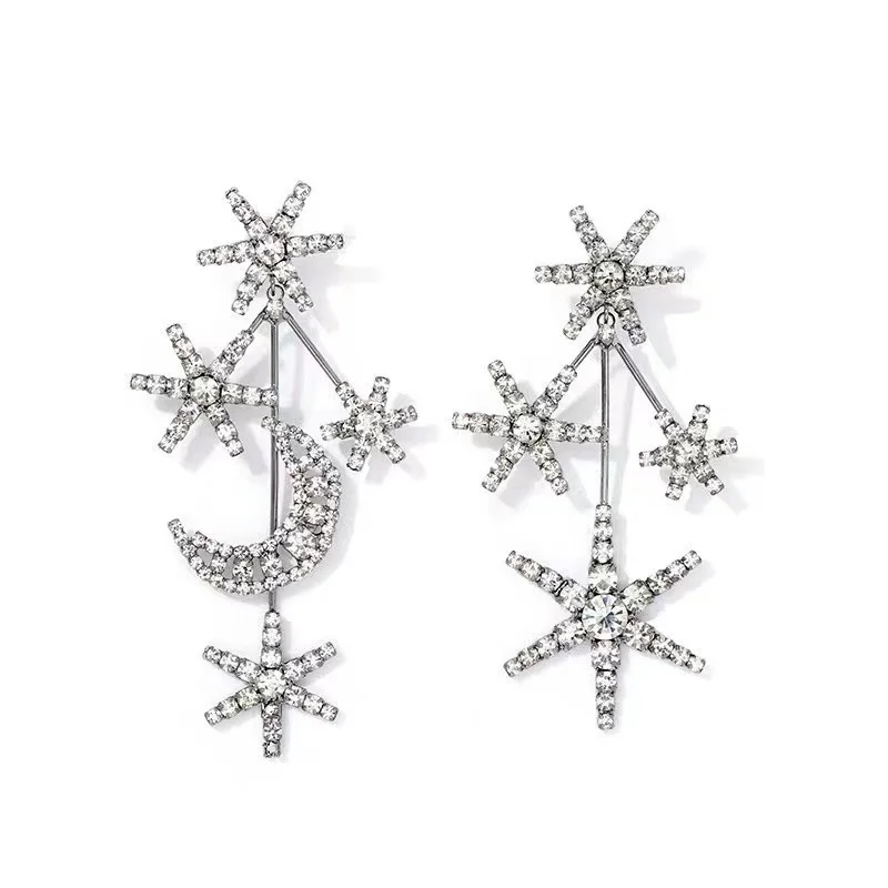 

Women's Exaggerated Star And Moon Earrings Diamond Large Fashion Party Earrings