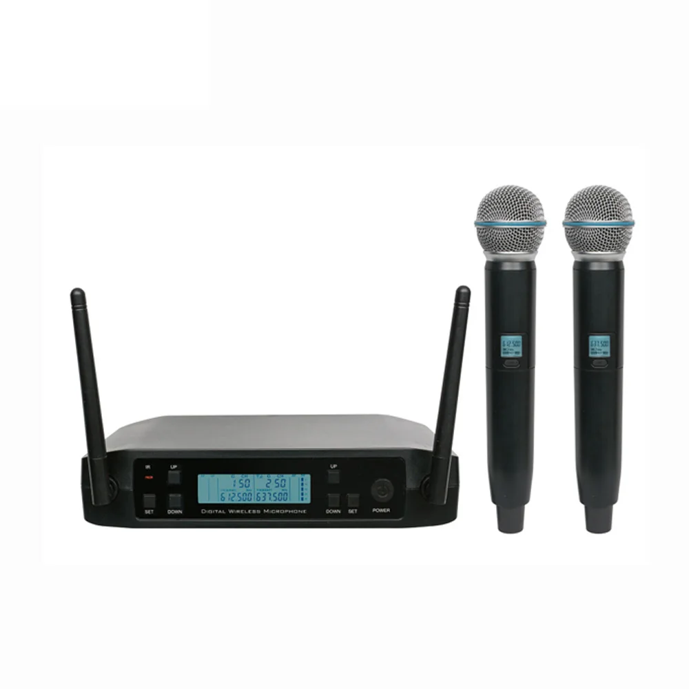 

BA240 Cheap price uhf dual channel handheld long range wireless microphone, Black