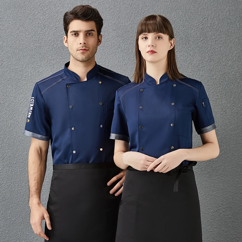 

Chef restaurant uniform chef cook jacket waiter hotel kitchen cafe bakery short sleeve